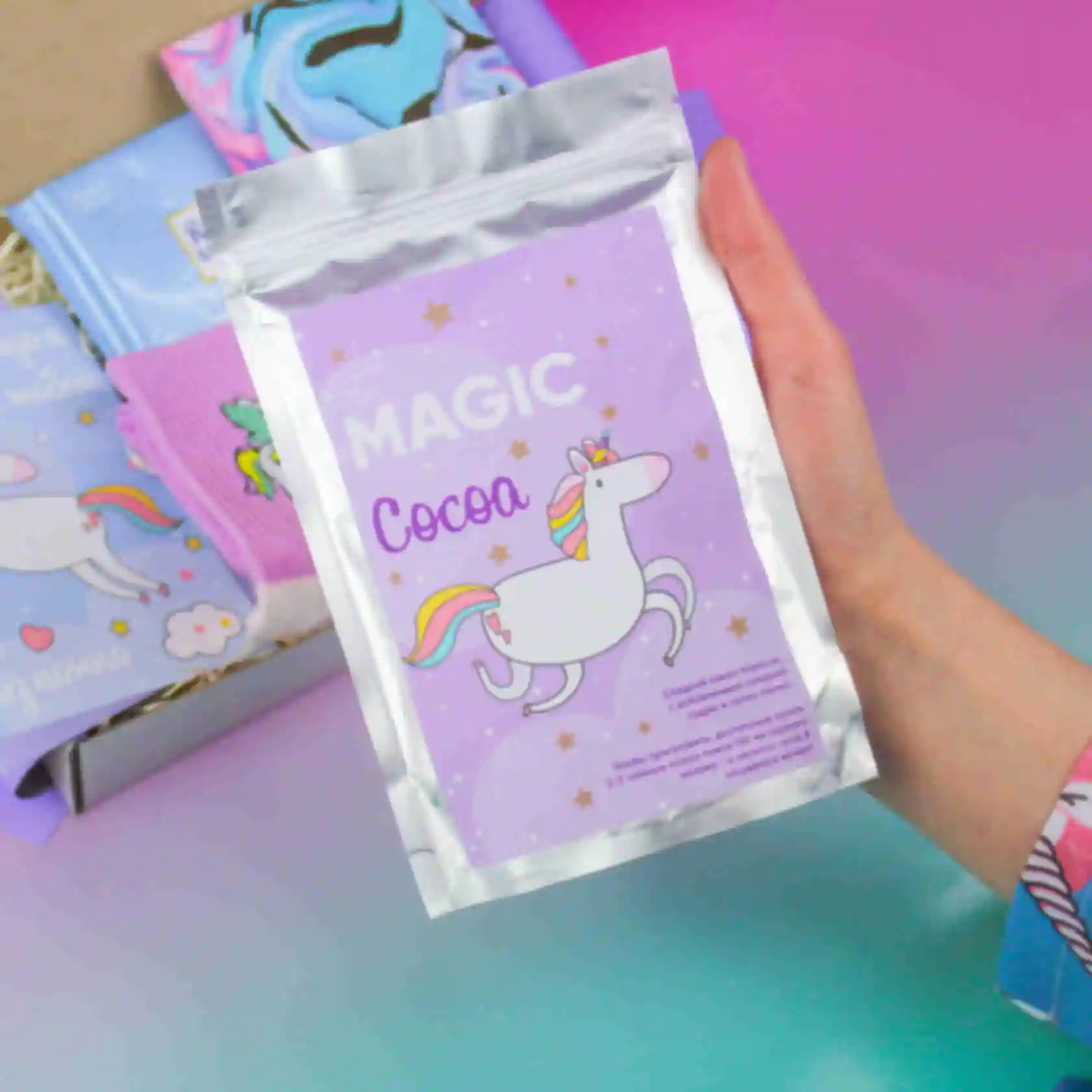 Упаковка затишного какао з єдинорогом «Magic unicorn» ⦁ Сувеніри та солодощі ⦁ Подарунок доньці, дівчині, подрузіФото №6