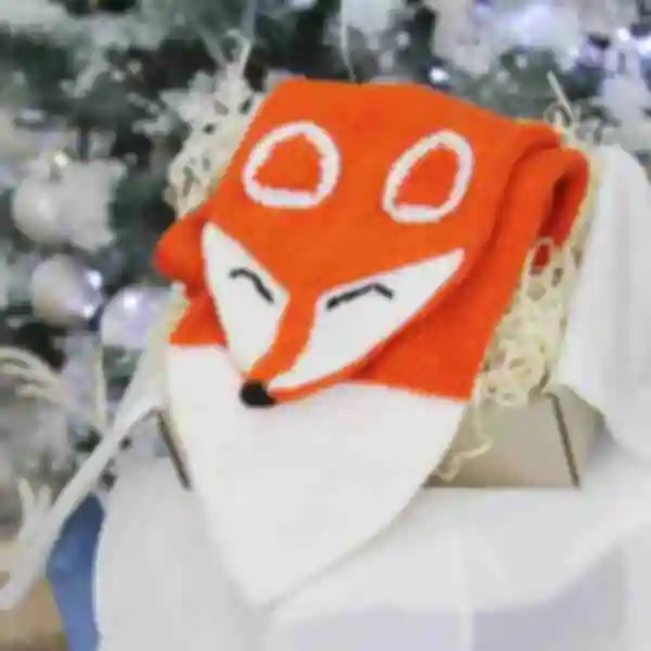 Шарф з лисицею ⦁ Затишний подарунок дівчині, подрузі, дитині на Новий рік та Різдво