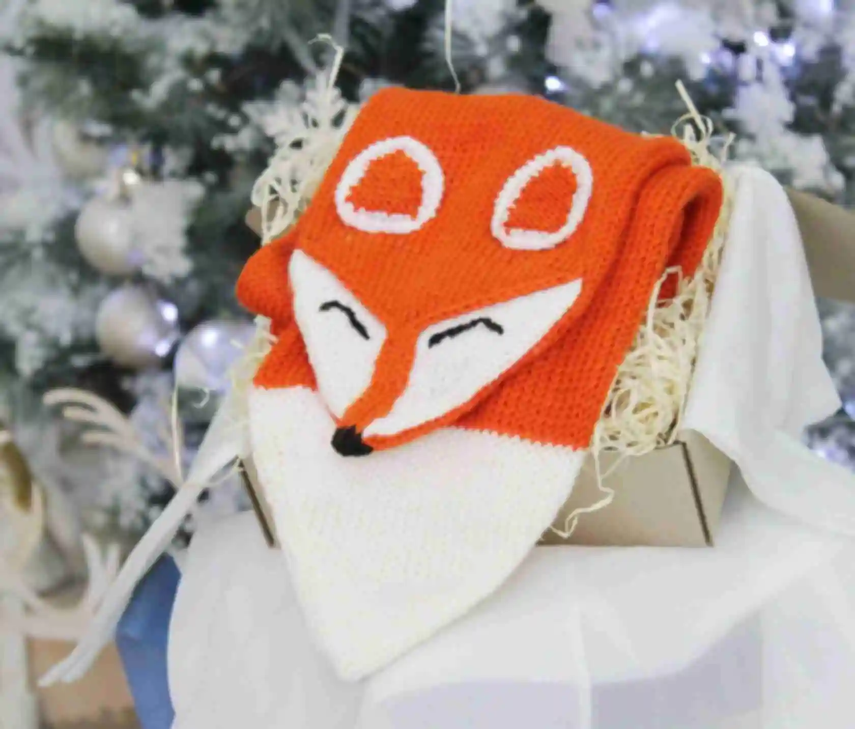 Шарф з лисицею ⦁ Затишний подарунок дівчині, подрузі, дитині на Новий рік та Різдво