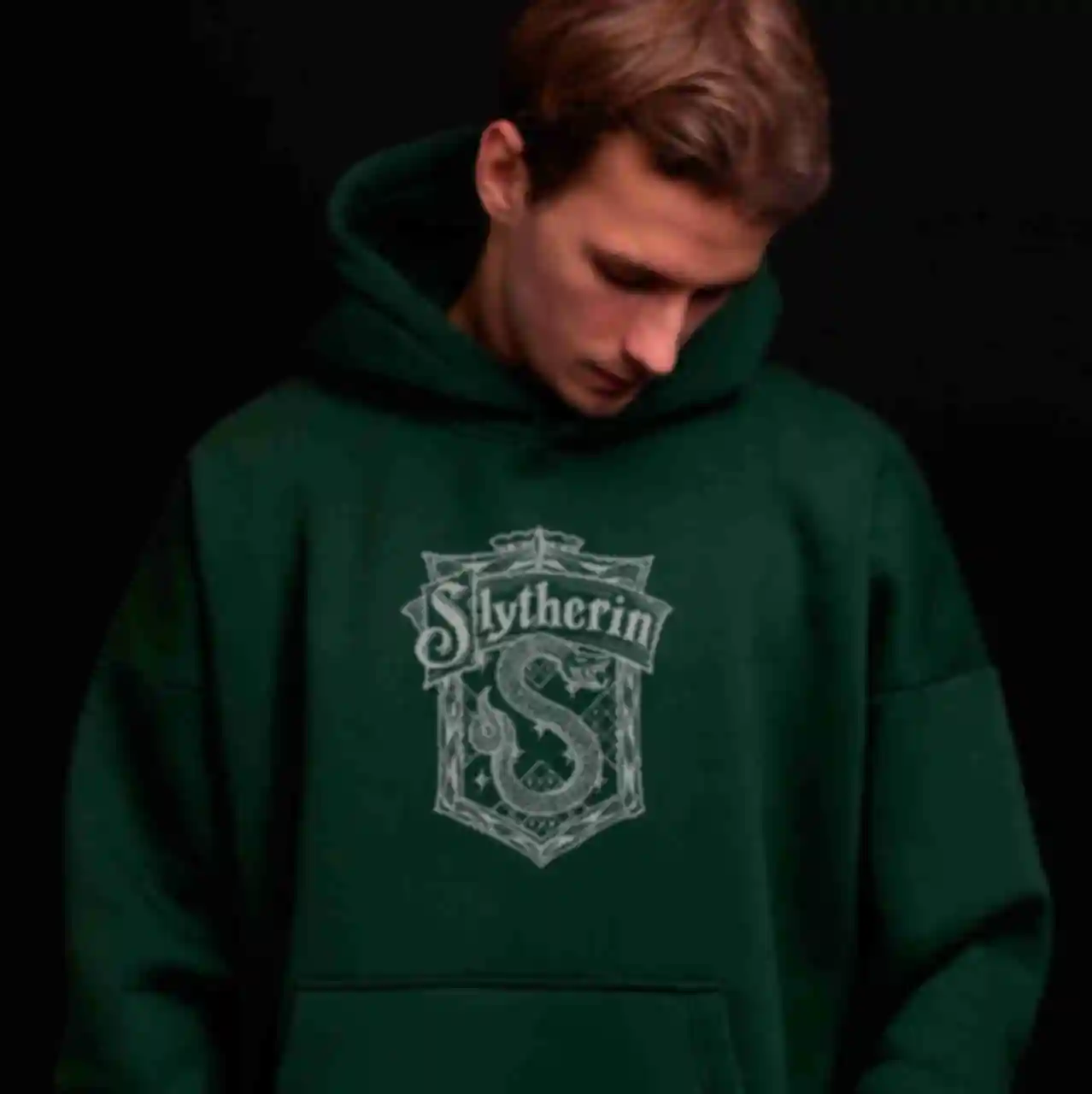 Худи OVERSIZE №7 • Контурное лого факультета Слизерин • Slytherin • Кофта Гарри Поттер • Одежда в стиле Harry Potter