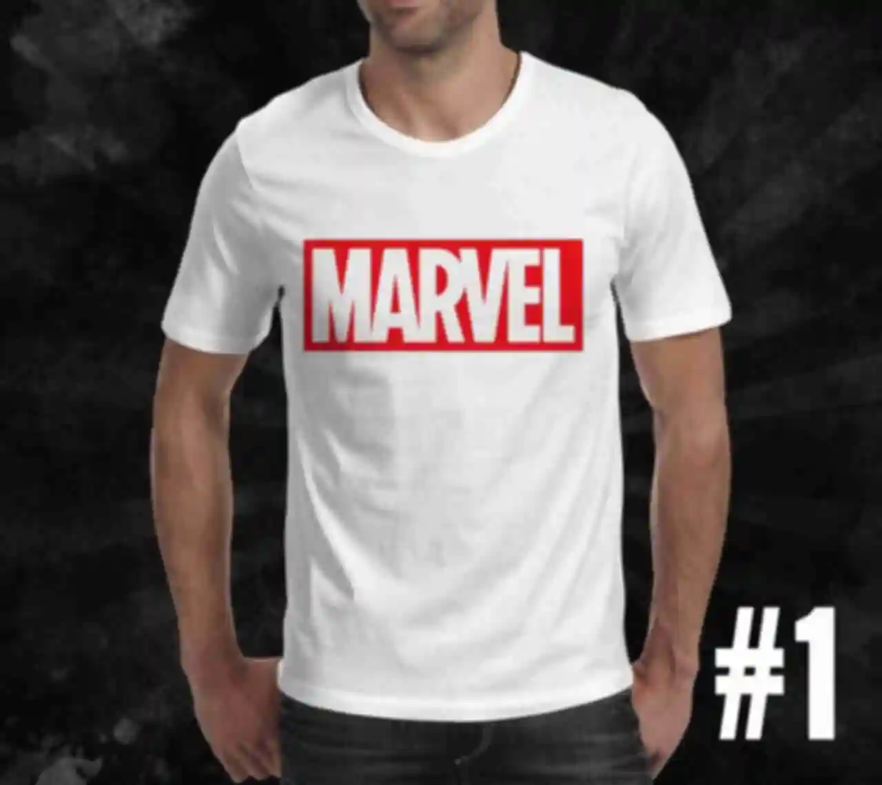 Футболка №1 • Лого Марвел • Marvel, белая. Фото №2