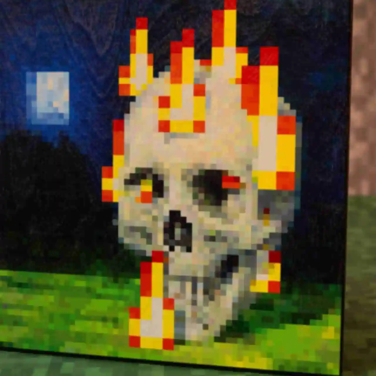Картина ⦁ Burning Skull ⦁ Постер в стиле игры Minecraft ⦁ Подарок по Майнкрафт геймеру . Фото №2