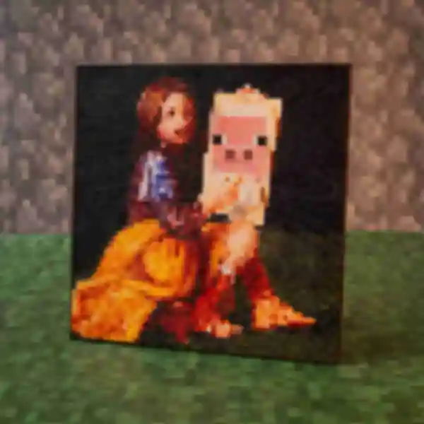 Картина ⦁ Pigscene ⦁ Постер в стиле игры Minecraft ⦁ Подарок по Майнкрафт геймеру 