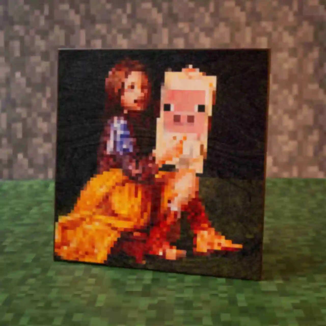 Картина ⦁ Pigscene ⦁ Постер в стилі гри Minecraft ⦁ Подарунок по Майнкрафт геймеруФото №6