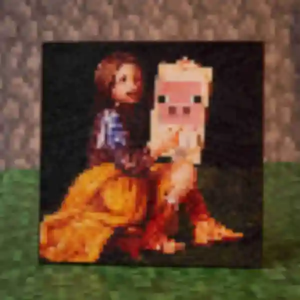 Картина ⦁ Pigscene ⦁ Постер в стилі гри Minecraft ⦁ Подарунок по Майнкрафт геймеру