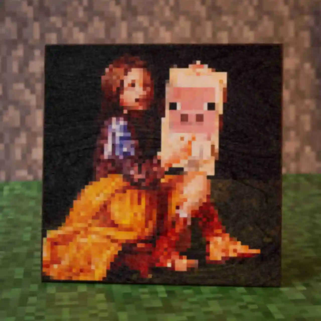 Картина ⦁ Pigscene ⦁ Постер в стилі гри Minecraft ⦁ Подарунок по Майнкрафт геймеруФото №1