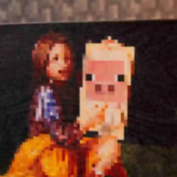 Картина ⦁ Pigscene ⦁ Постер в стилі гри Minecraft ⦁ Подарунок по Майнкрафт геймеру