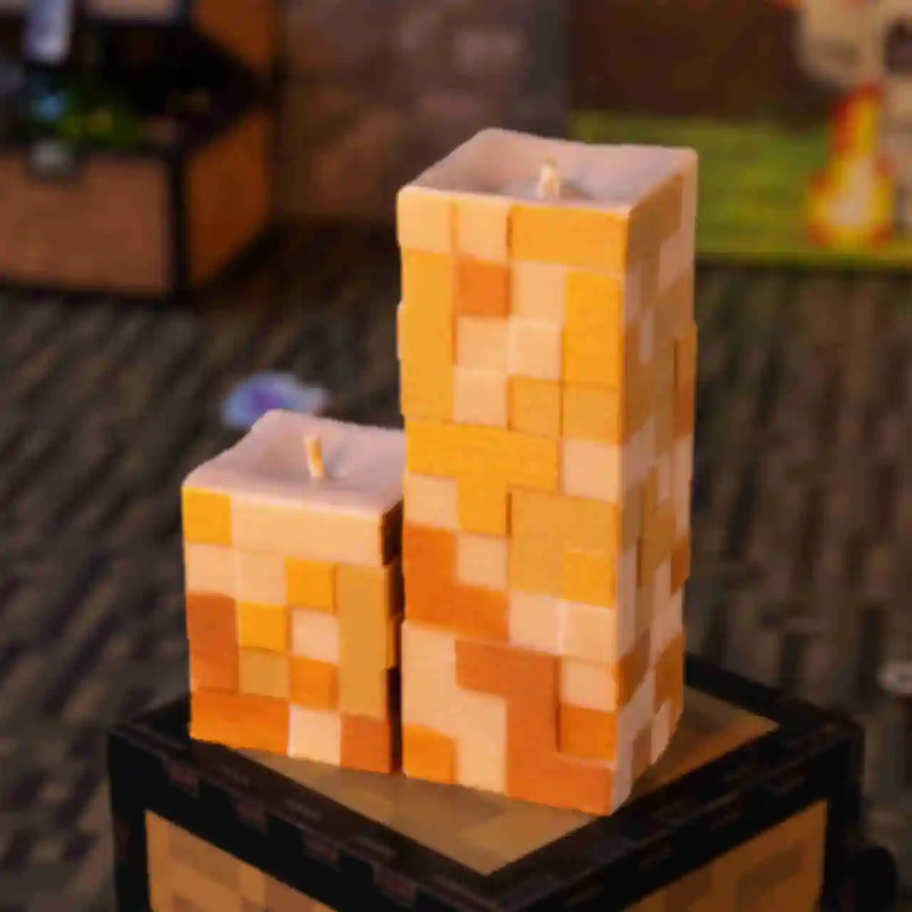Пиксельные свечи Minecraft ⦁ Декор для дома в стиле игры Майнкрафт ⦁ Подарок геймеру. Фото №1