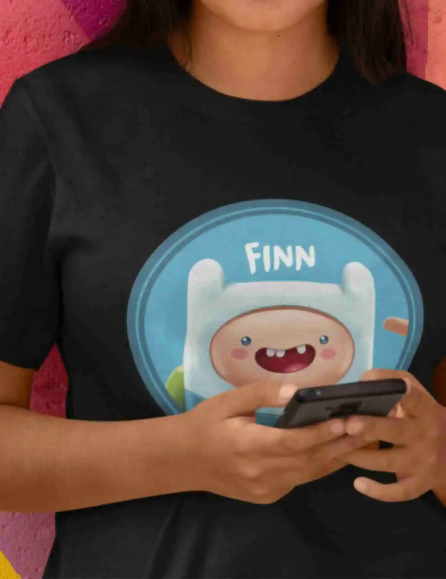 Футболка №12 • Finn • Adventure Time, черная. Фото №23