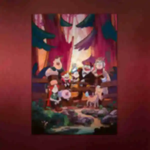 Бумажный постер • Персонажи в лесу • Плакат Гравити Фолз • Подарок Gravity Falls