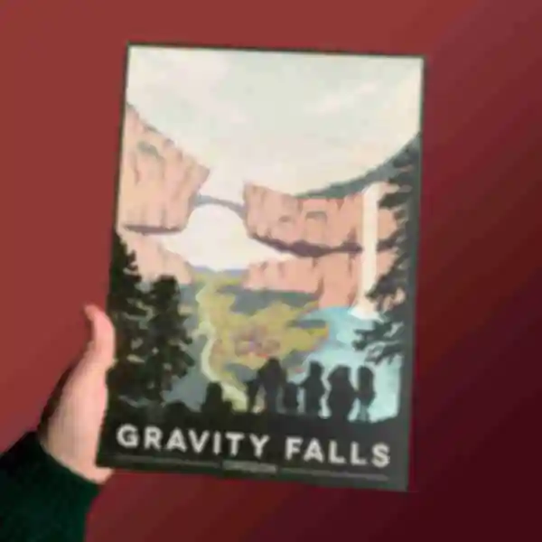 SALE Дерев'яний постер • Містечко Gravity Falls • Плакат Гравіті Фолз • Подарунок фанату мультсеріала
