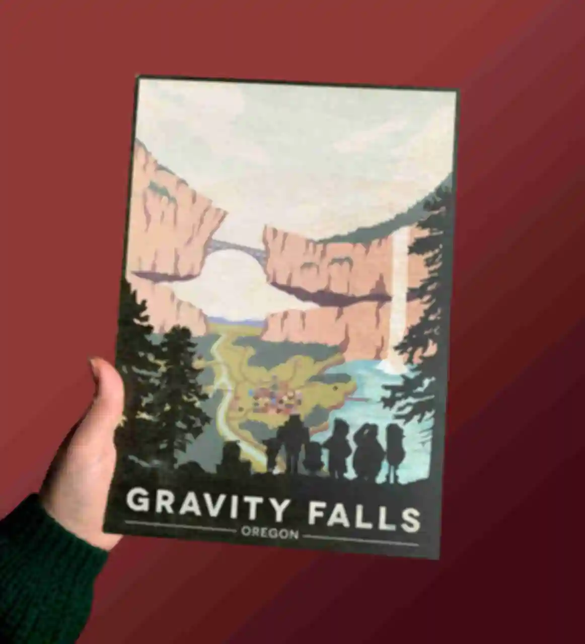 SALE Дерев'яний постер • Містечко Gravity Falls • Плакат Гравіті Фолз • Подарунок фанату мультсеріала