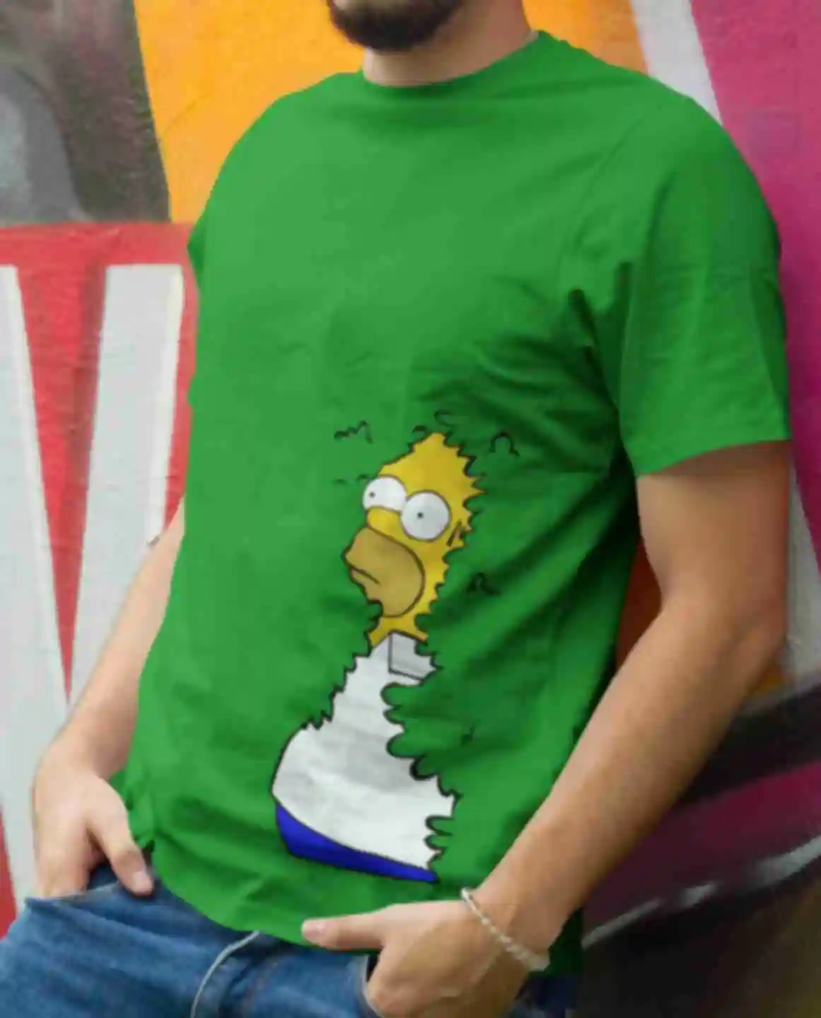 Футболка №2 • Гомер в кущах • Мерч • Одяг за мультсеріалом • Сімпсони • The SimpsonsФото №1