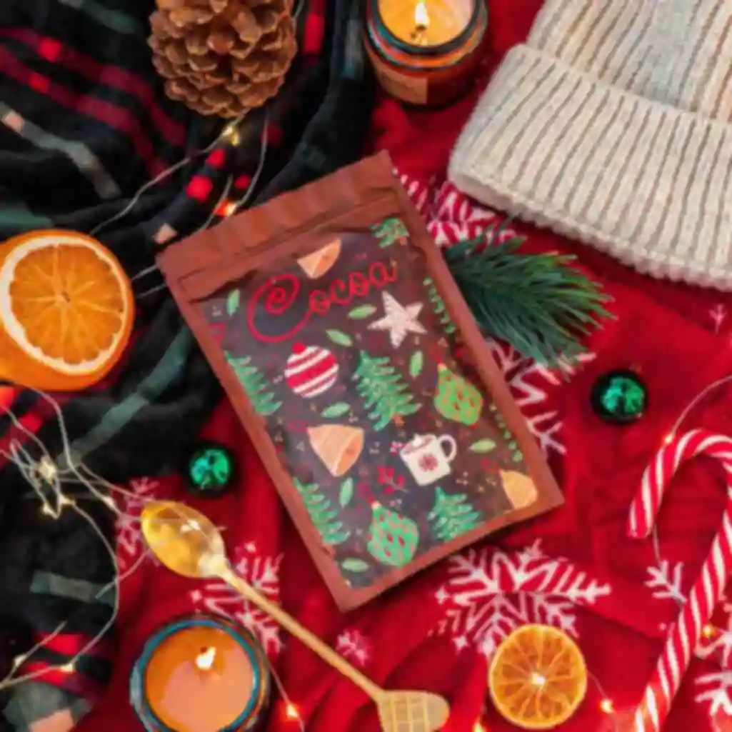 Упаковка уютного какао «New Year Mood» ⦁ Сувениры и сладости ⦁ Подарок на Новый год и Рождество. Фото №1