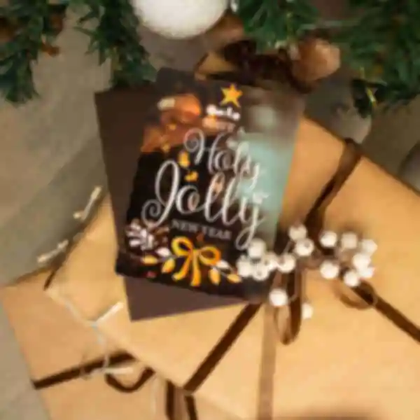 Листівка «Holly Jolly» • Святкові сувеніри та атрибутика • Подарунок на Новий рік та Різдво