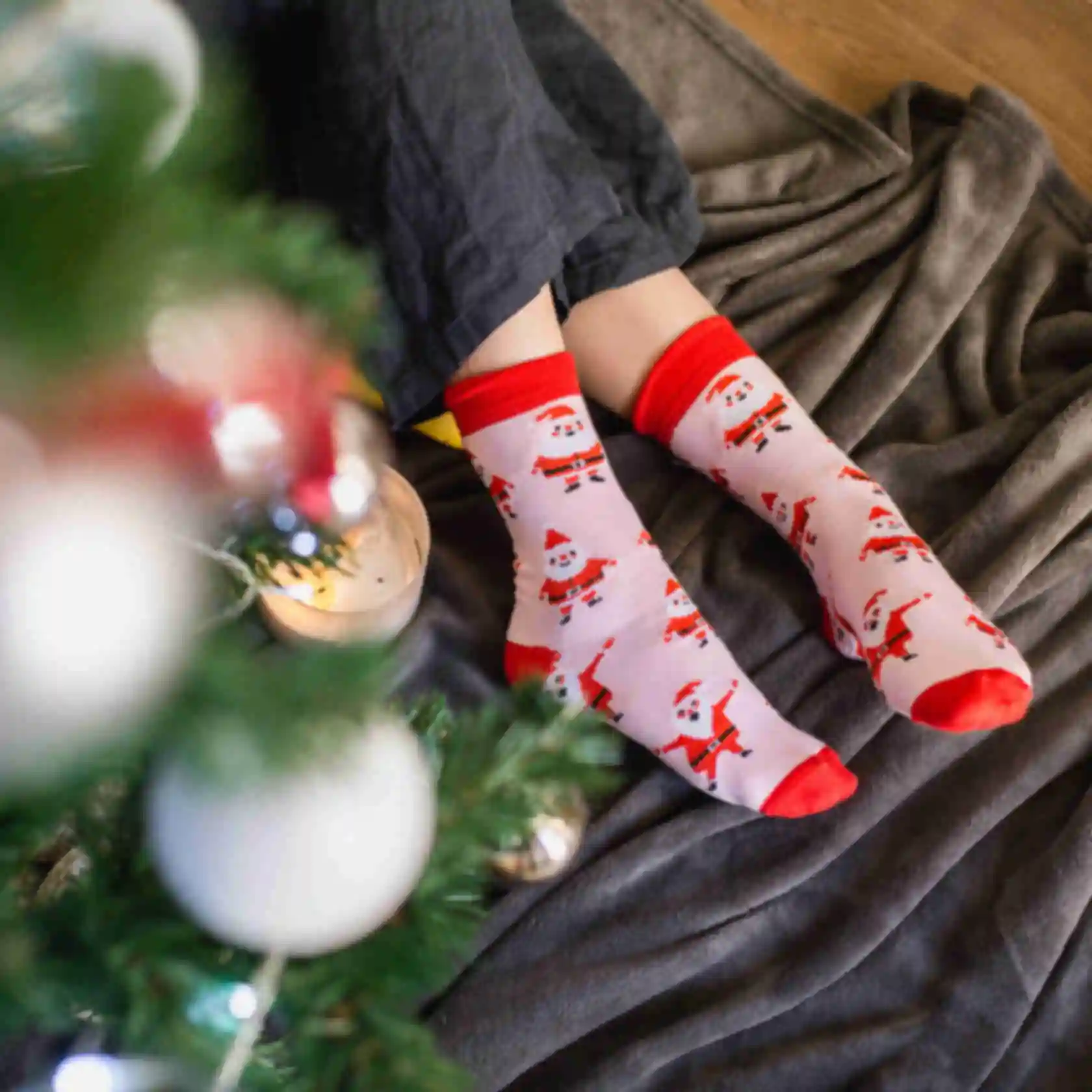 Носочки з новорічним принтом • Теплі шкарпетки • Універсальний подарунок на Новий Рік та РіздвоФото №2