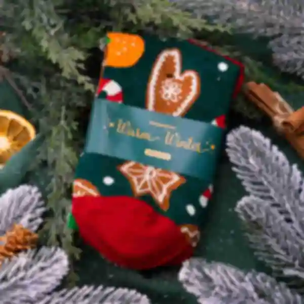 Новорічні шкарпетки • Одяг з принтом • Подарунок на Новий рік та Різдво