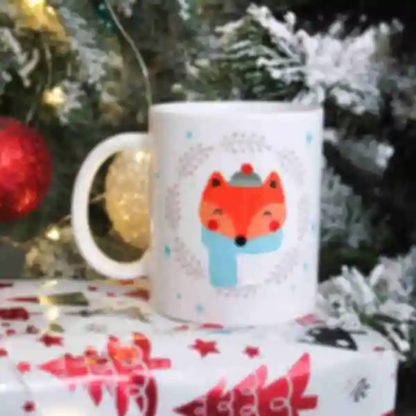 Чашка в вязаном чехле с милой лисой ⦁ Уютный зимний подарок девушке или ребенку на Новый год и Рождество АРХИВ