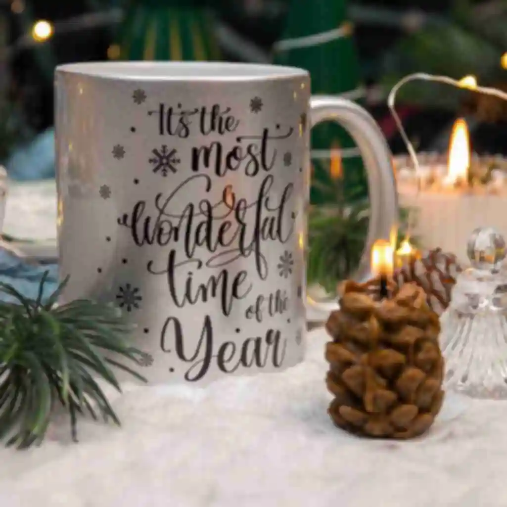 Чашка «Wonderful Time» • Подарки на Новый год и Рождество • Уютная керамическая посуда. Фото №1