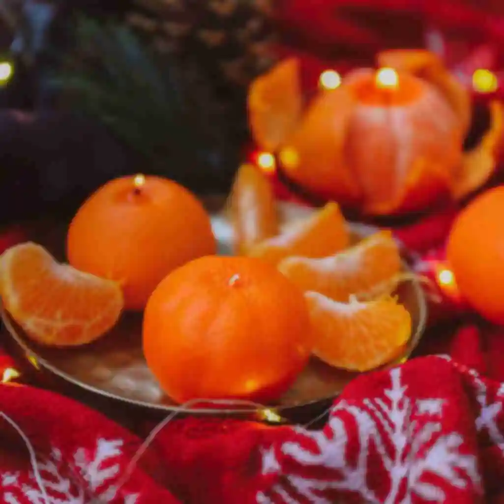 Соевая свеча в форме мандарина • S • Новогодние подарки • Сувениры ручной работы