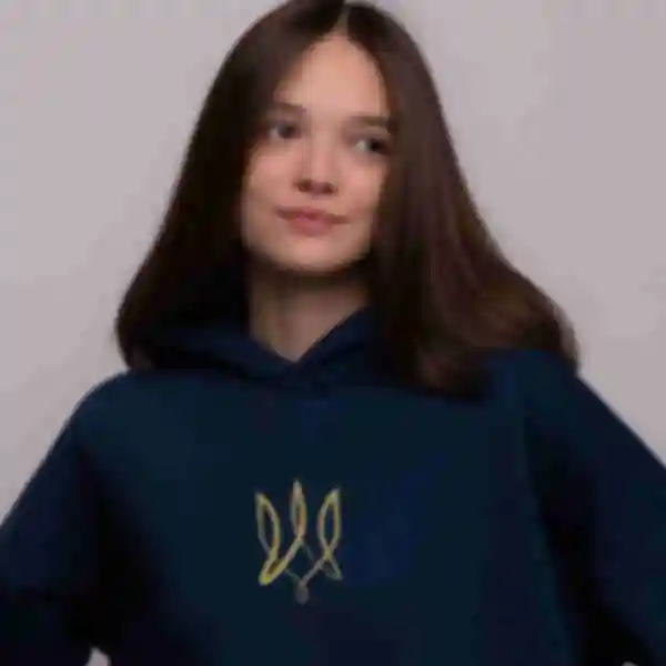 Худи OVERSIZE №13 • Линейный герб Украины • Патриотическая одежда • Мерч Ukraine