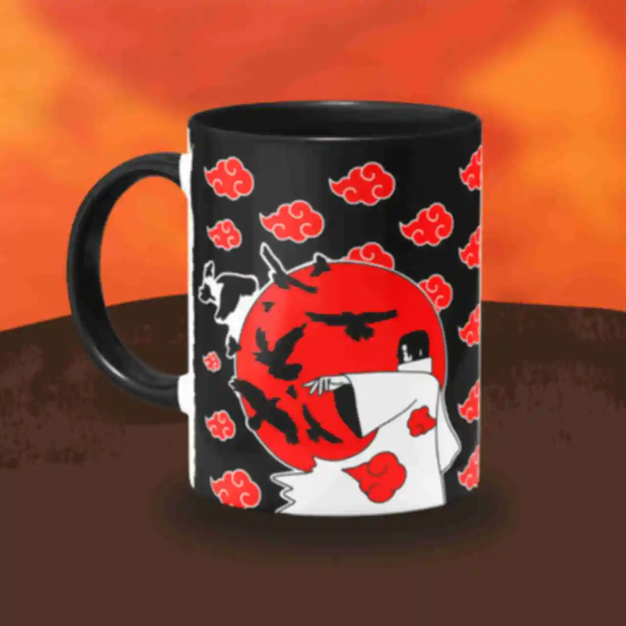 Чашка ⦁ Итачи Учиха ⦁ Кружка с облаками Акацуки ⦁ Сувениры и посуда Наруто ⦁ Подарки в стиле аниме Naruto