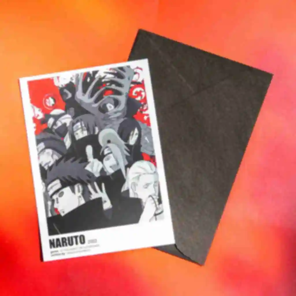 Листівка ⦁ Акацукі ⦁ Akatsuki ⦁ Сувеніри Наруто ⦁ Подарунки в стилі аніме NarutoФото №1