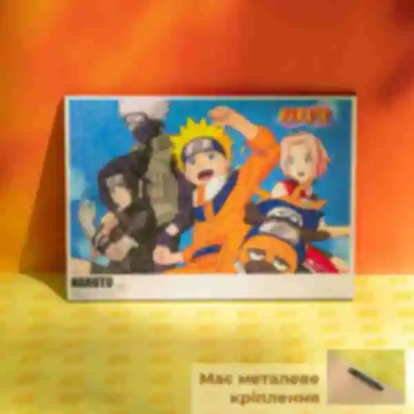УЦЕНКА Деревянный постер №2 ⦁ Друзья ⦁ Наруто, Саскє, Сакура, Какаши ⦁ Плакат Команда 7 ⦁ Сувениры Наруто ⦁ Подарки в стиле аниме Naruto