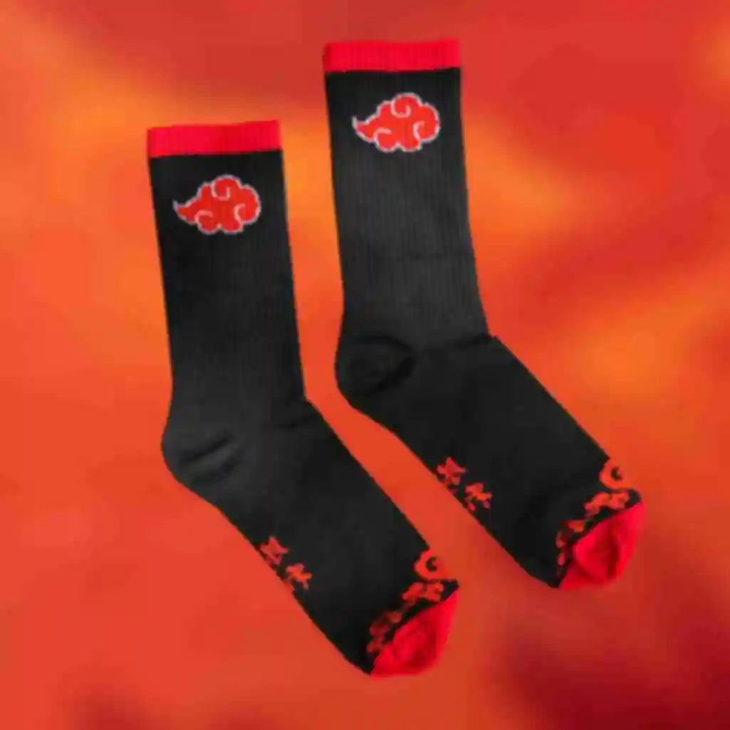 Носочки с принтом ⦁ Акацуки ⦁ Одежда Akatsuki ⦁ Сувениры Наруто ⦁ Подарки в стиле аниме Naruto