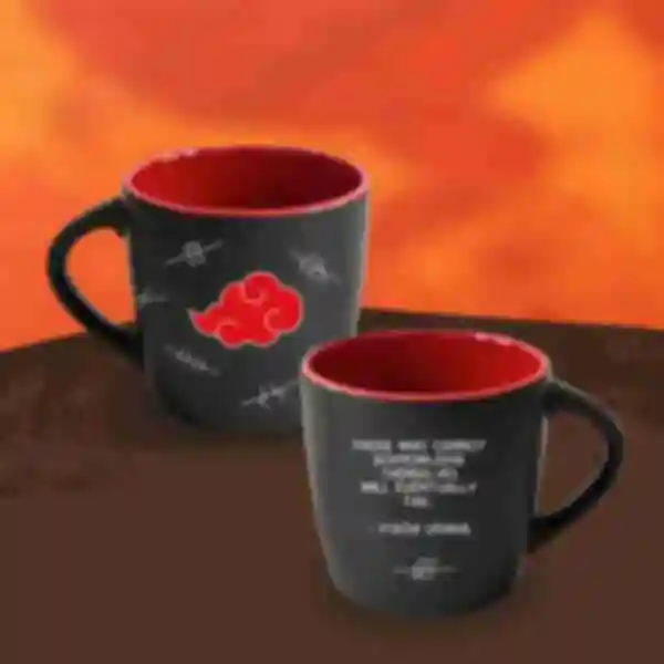 Чашка деколь Акацуки ⦁ Кружка Akatsuki ⦁ Сувениры и посуда Наруто ⦁ Подарки в стиле аниме Naruto