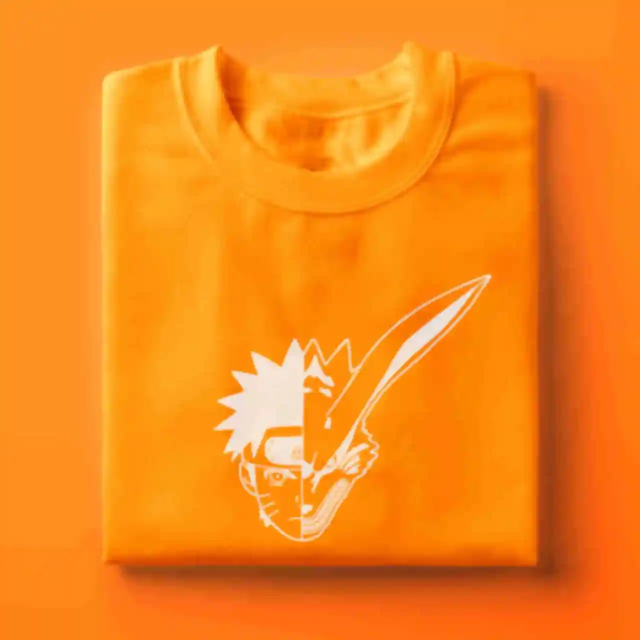 Футболка №14 • Девятихвостый и Наруто • Мерч Naruto, оранжевая. Фото №4
