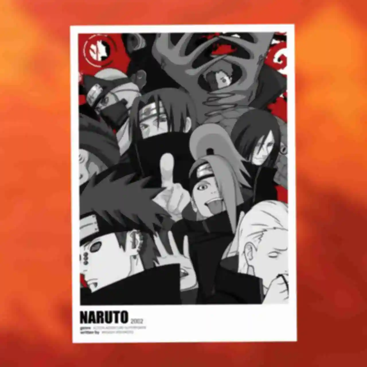 Постер №1 ⦁ Чорно-білий арт Акацукі ⦁ Плакат Akatsuki ⦁ Сувеніри Наруто ⦁ Подарунки в стилі аніме Naruto
