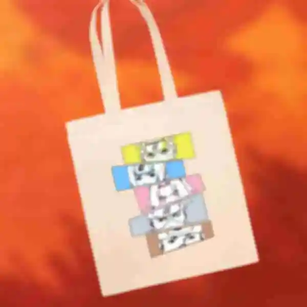 Шоппер №5 • Друзья • Наруто, Саскэ, Сакура, Какаши, Ирука • Мерч Naruto • Дизайнерская эко-сумка с принтом из аниме