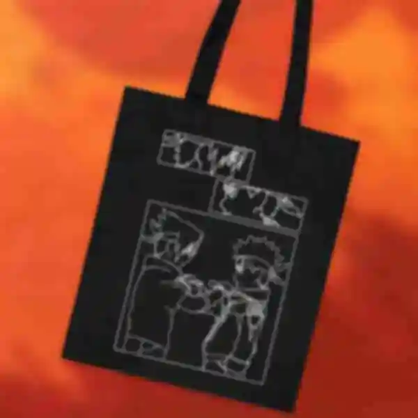 Шоппер №3 • Саскэ и Наруто • Мерч Naruto • Дизайнерская эко-сумка с принтом из аниме Наруто