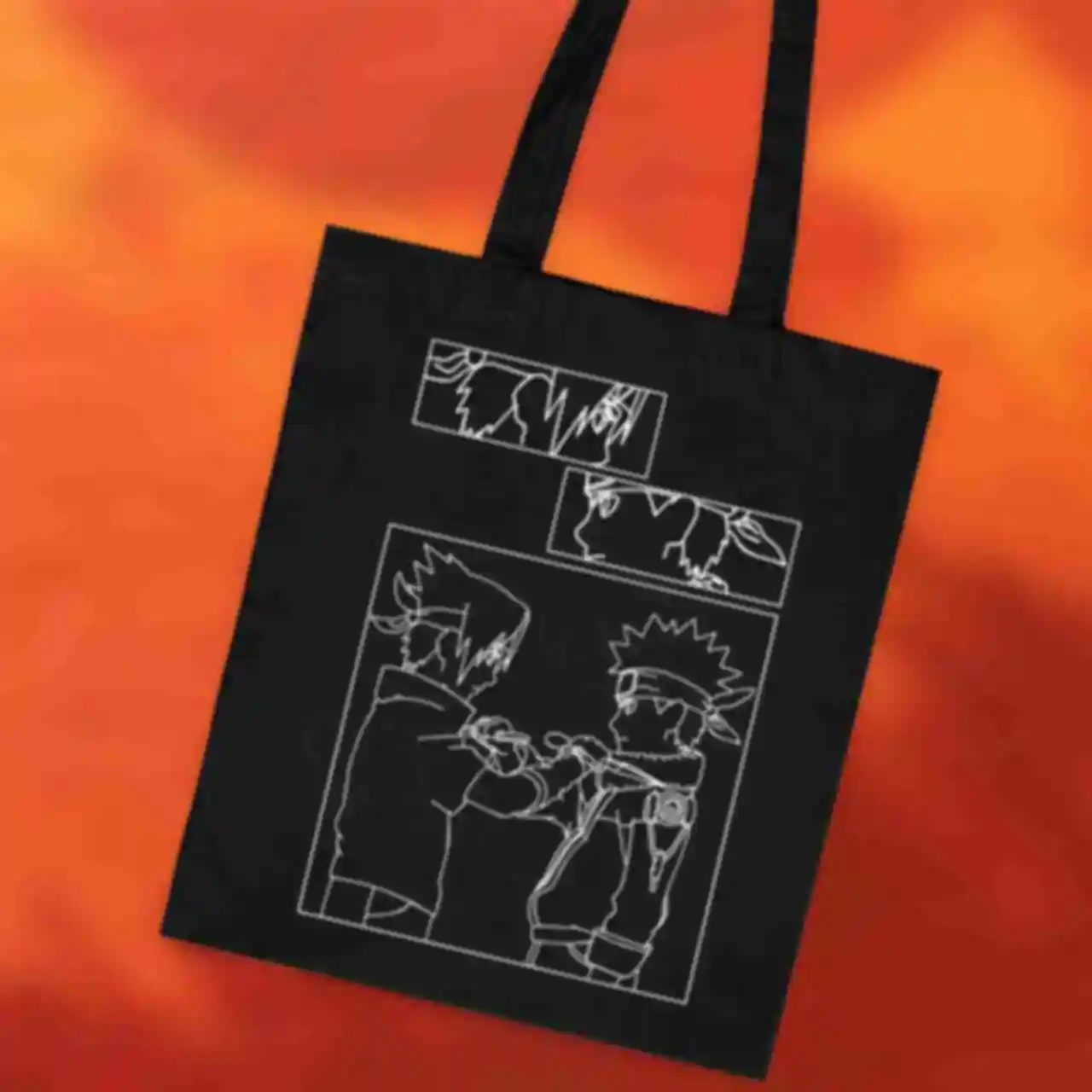 Шоппер №3 • Саскэ и Наруто • Мерч Naruto • Дизайнерская эко-сумка с принтом из аниме Наруто. Фото №75
